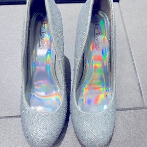 Silver sparkling high heel shoes size 7.5